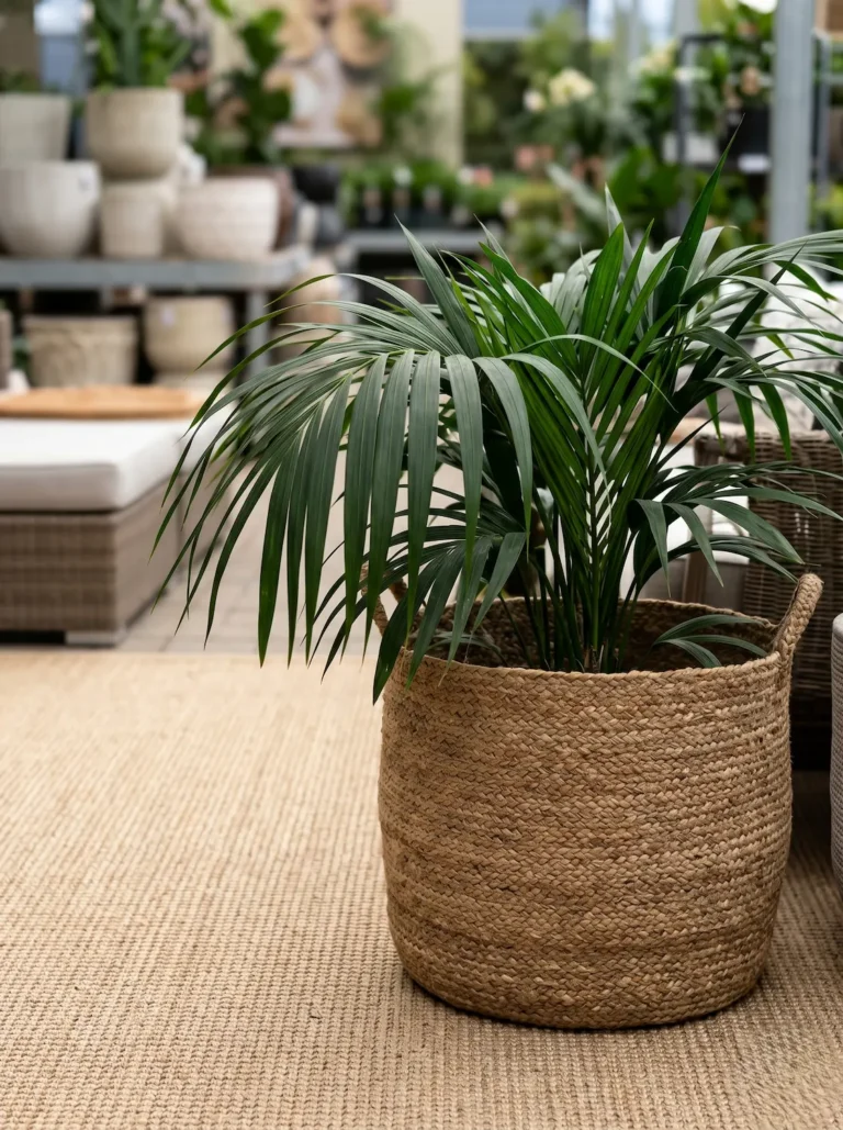 saco maceta de yute para planta de interior kentia en Baom Garden