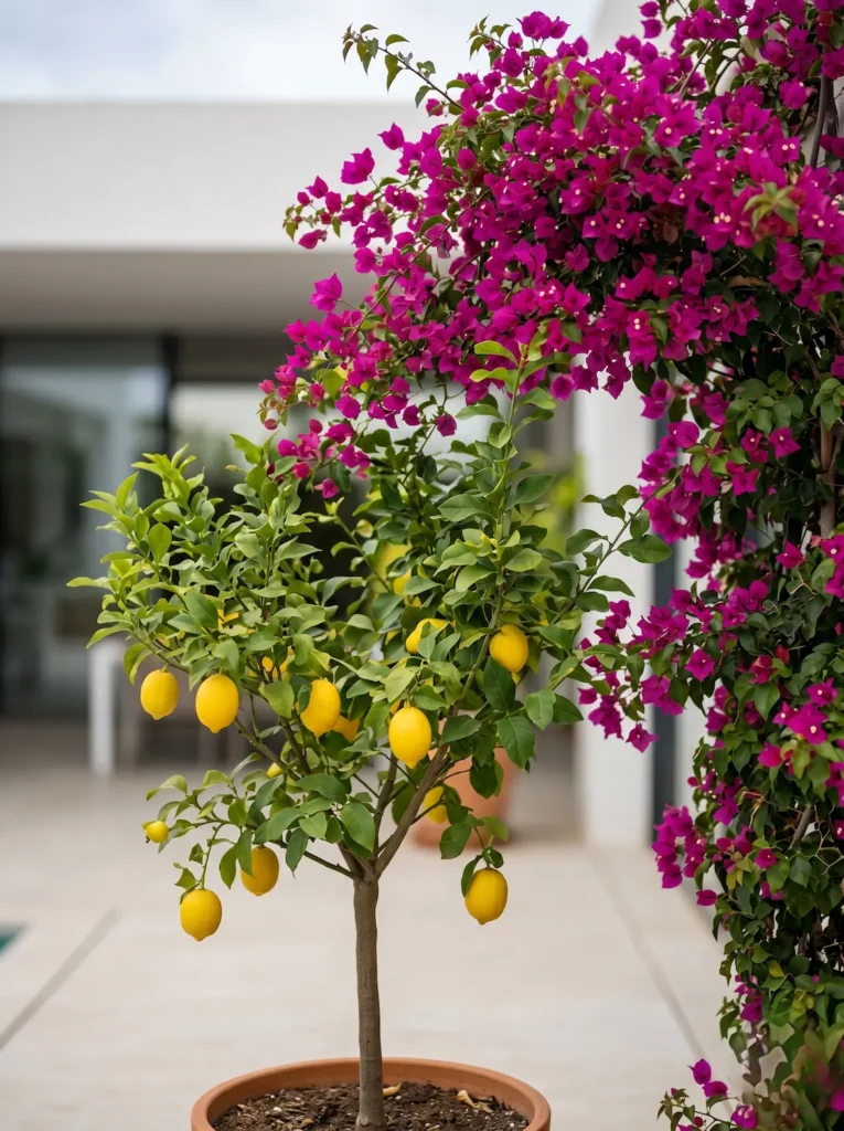 buganvilla y limonero | jardinesconestiloes Buganvilla Y Limonero Plantas Para Patio Andaluz La Selección Botánica Para Un Diseño De Excelencia