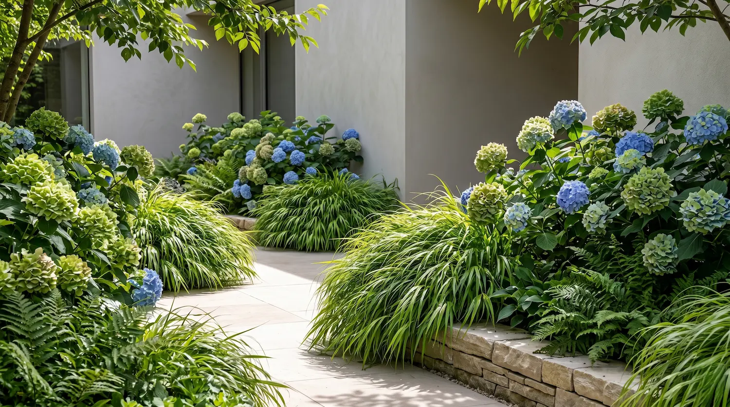 Hydrangea Magical Panoramica El Tiempo Como Medida Evolución Cromática De La Hortensia Magical En El Jardín