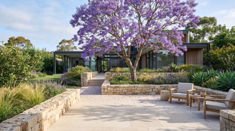 Jacaranda En Flor Árboles Paisajísticos La Estructura Del Diseño Exterior