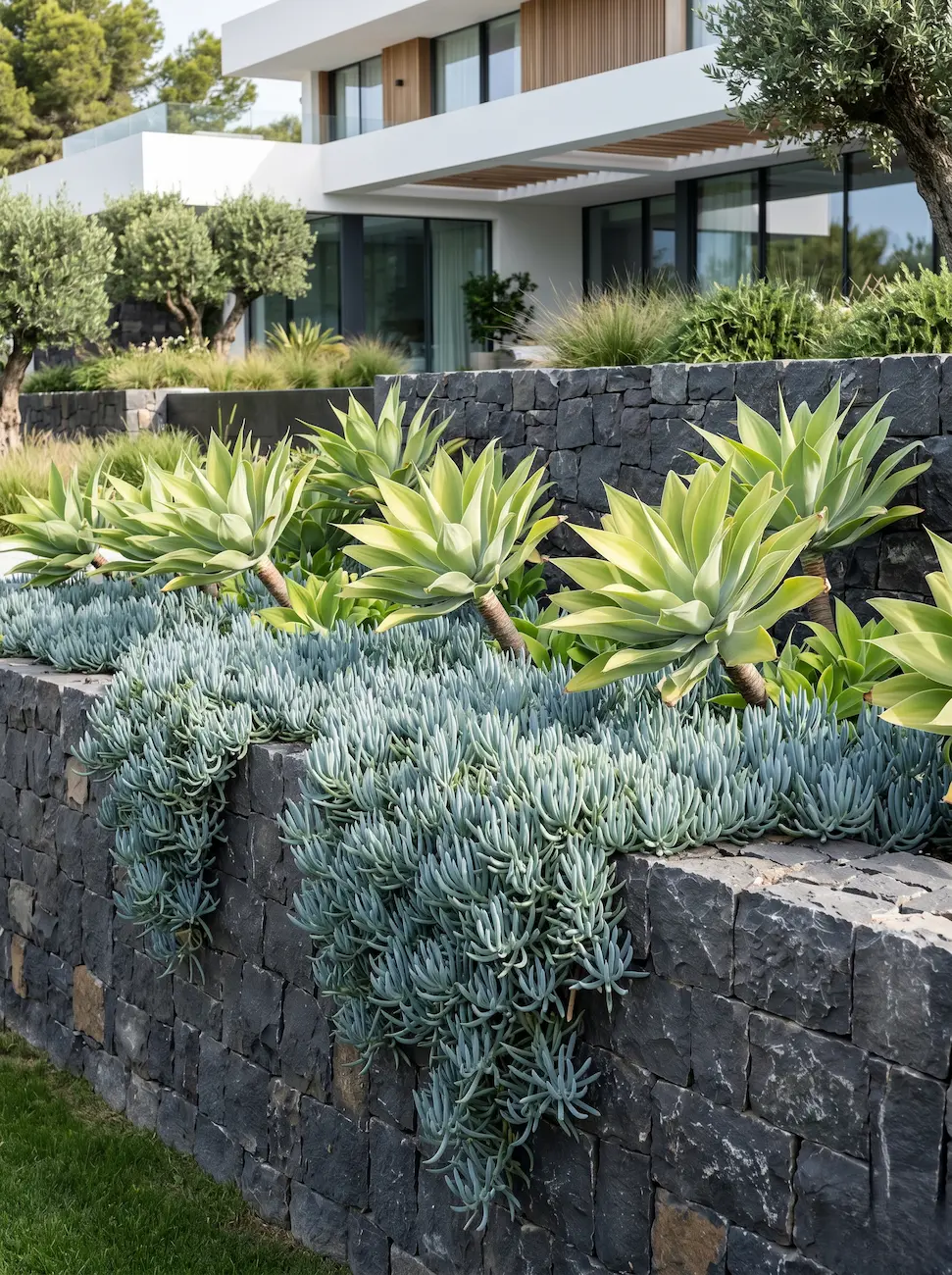 Macizo Con Crasas Senecio Y Agave El Nuevo Naturalismo Cómo Diseñar Un Espacio Exterior Con Estructura Y Biodiversidad