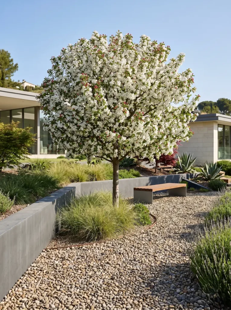 malus evereste cabecera | jardinesconestiloes Malus Evereste Cabecera Malus Evereste La Atracción Floral Y La Geometría Cuidada'Evereste') en plena eclosión, aportando un espectáculo de calidad y un diseño cuidado.