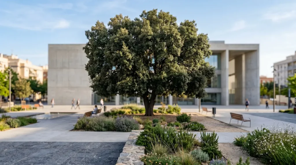 panoramica de encina en entorno urbano | jardinesconestiloes Panoramica De Encina En Entorno Urbano Cuatro Especies Autóctonas Para Vertebrar La Ciudad