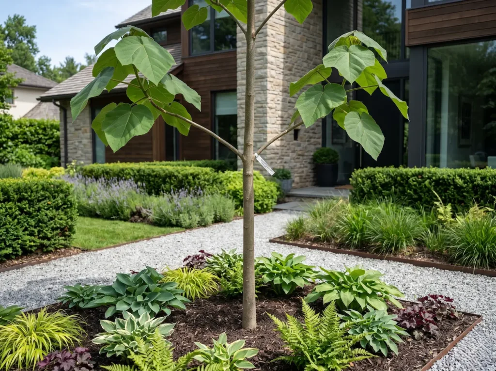 Paulownia Tomentosa En Jardín Paulownia Tomentosa El Árbol Kiri Y La Arquitectura Rápida Del Paisaje