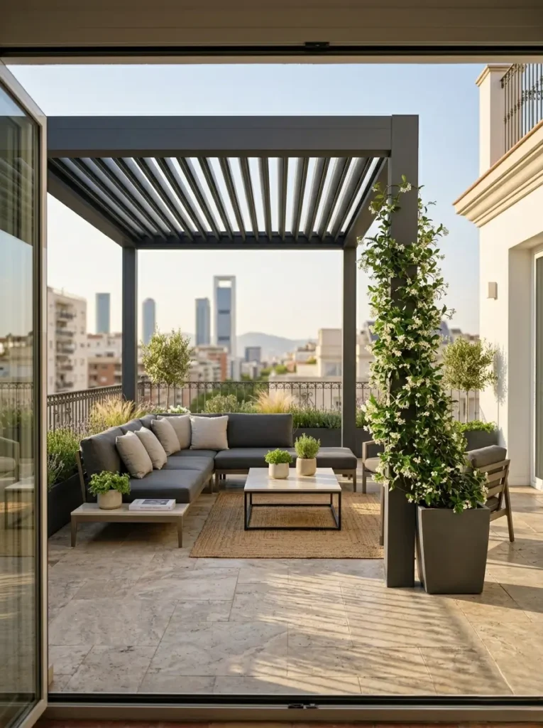pergola bioclimatica en atico | jardinesconestiloes Pergola Bioclimatica En Atico El Refugio Elevado La Ingeniería Botánica En Las Alturas
