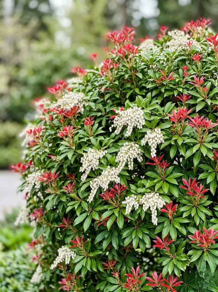 Pieris Japonica Detalle Pieris Japonica La Llama Primaveral Y El Volumen Del Sotobosque