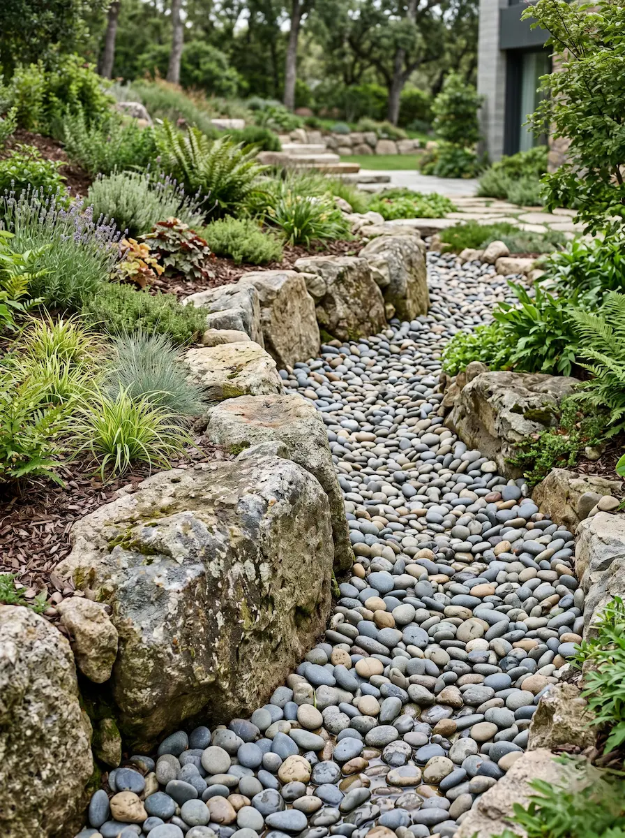 rio seco 2 | jardinesconestiloes Rio Seco 2 Lecho De Río Seco Drenaje Natural Y Elegancia En El Jardín