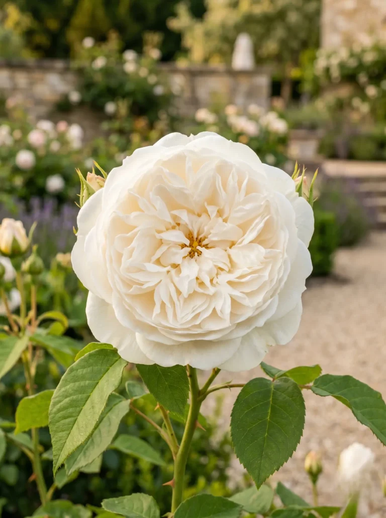 rosa claire austin detalle | jardinesconestiloes Rosa Claire Austin Detalle La Escultura Lumínica Diseño Cuidado Con Rosales Blancos En Paisajismo Contemporáneo