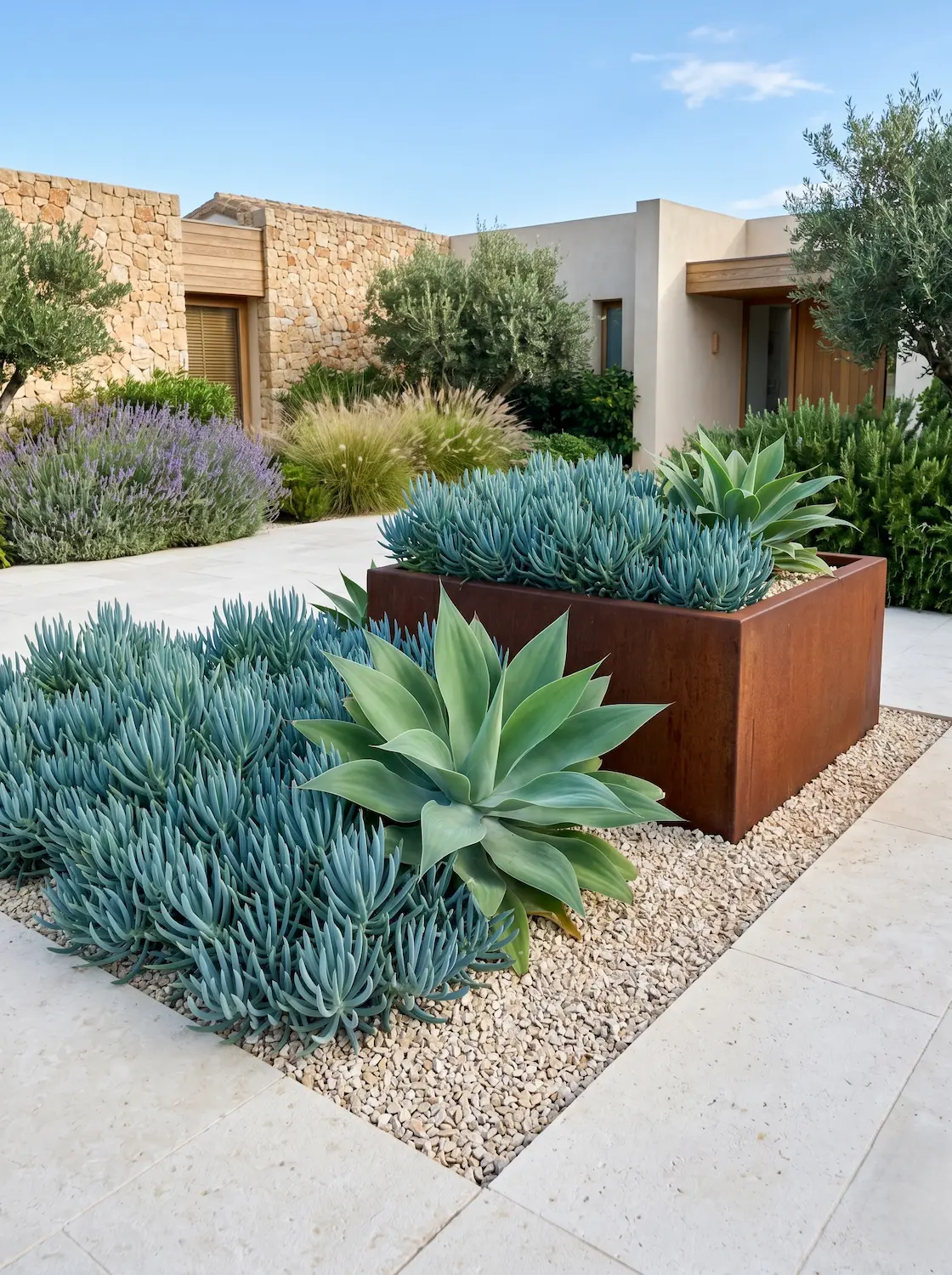 Senecio Azul Con Otras Crasas El Senecio Azul Contraste Cromático Y Arquitectura Tapizante En El Paisaje