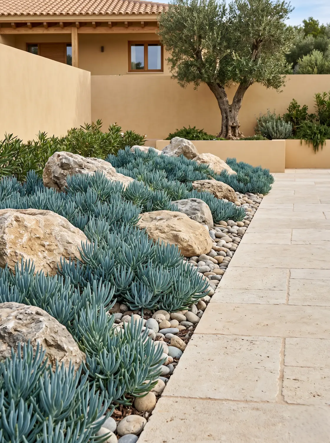 Senecio Azul Entre Piedras El Senecio Azul Contraste Cromático Y Arquitectura Tapizante En El Paisaje