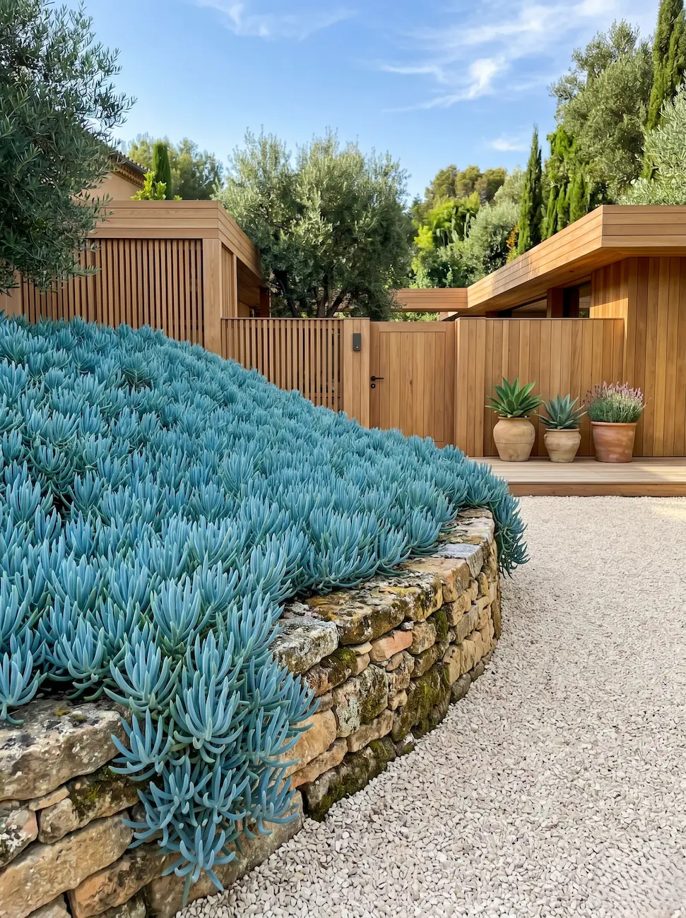 Senecio Cubre Talud El Senecio Azul Contraste Cromático Y Arquitectura Tapizante En El Paisaje