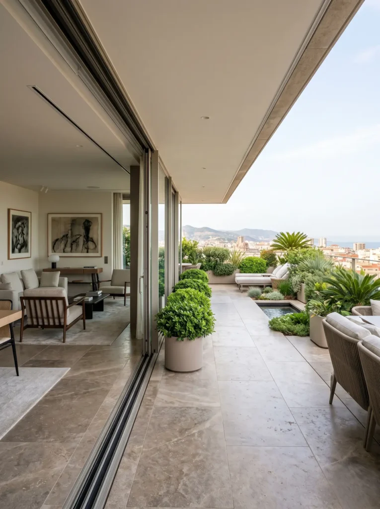 transicion salon a terraza atico madrid | jardinesconestiloes Transicion Salon a Terraza Atico Madrid El Refugio Elevado La Ingeniería Botánica En Las Alturas