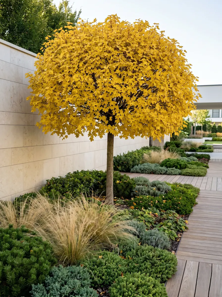 Acer Monspessulanum Arces Ibéricos Color Otoñal Y Estructura En El Jardín Contemporáneo