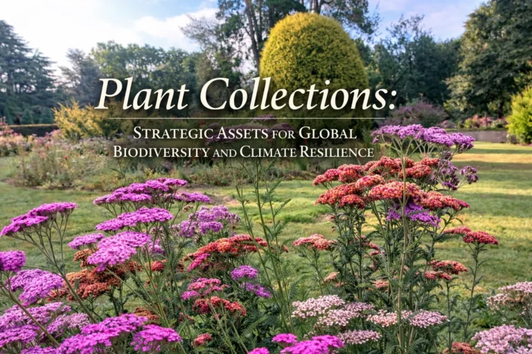 Portada de la Masterclass sobre colecciones botánicas y adaptabilidad climática en Worth Park, mostrando una matriz de Achilleas.