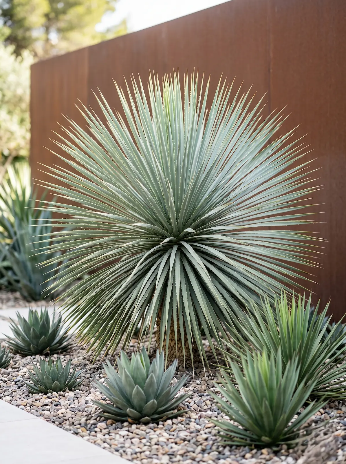 Cucharilla del desierto Dasylirion wheeleri | jardinesconestiloes Cucharilla Del Desierto Dasylirion Wheeleri Grava Roca Y Silueta El Arte De Componer Paisajes Minimalistas En Zonas De Sequía Extrema