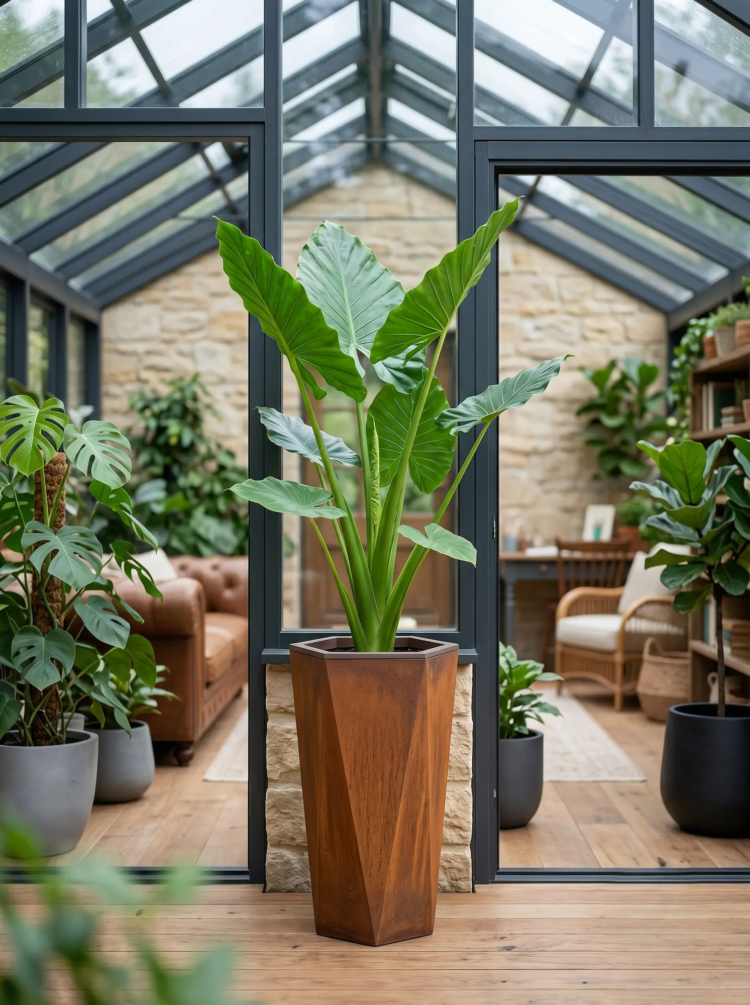 alocasia oreja de elefante | jardinesconestiloes Alocasia Oreja De Elefante Interiorismo Paisajístico Tropical Creando Un Rincón Selvático En Tu Salón O Invernadero