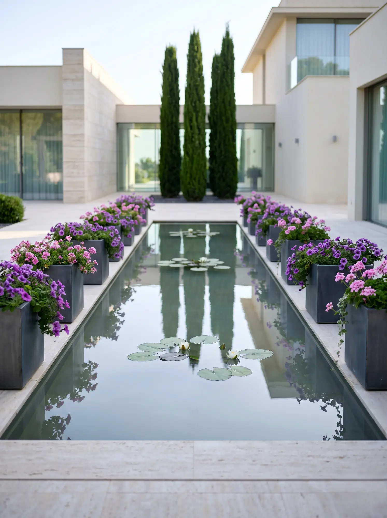 estanque jardin toscano moderno | jardinesconestiloes Estanque Jardin Toscano Moderno Reinterpretación Moderna Del Paisajismo Toscano Líneas Purificadas Y Materia Noble