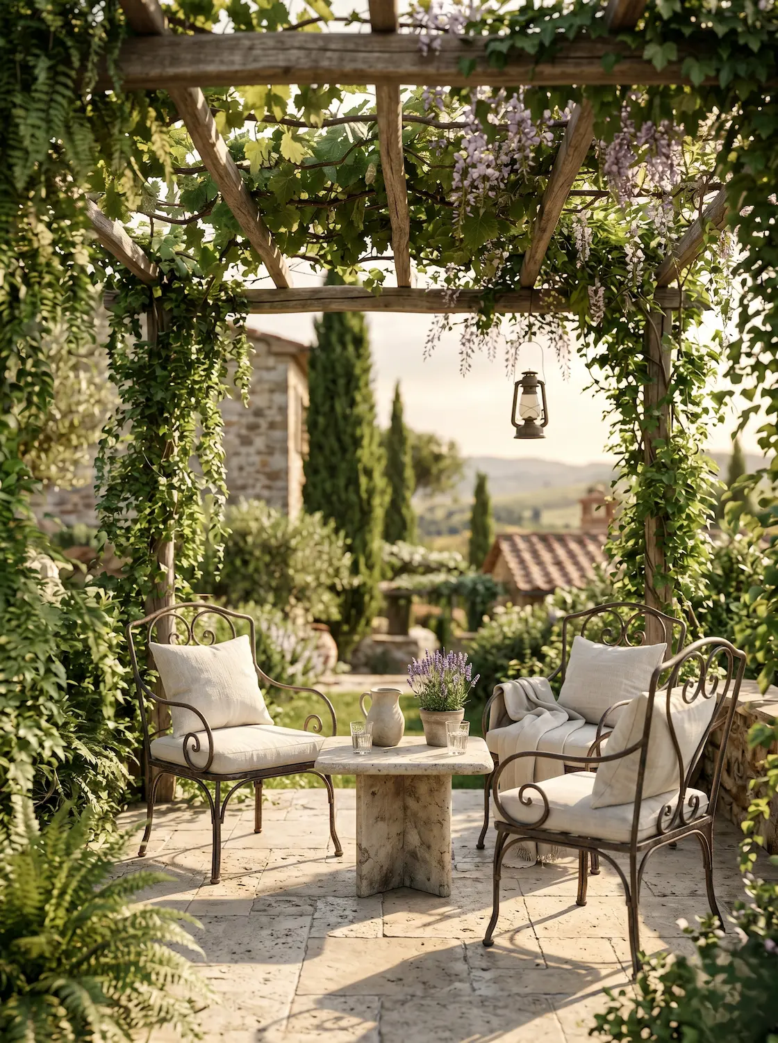 Pergola Y Mobiliario En Jardin Toscano El Auténtico Jardín Toscano Materiales Nobles Geometría Clásica Y Vida Al Aire Libre