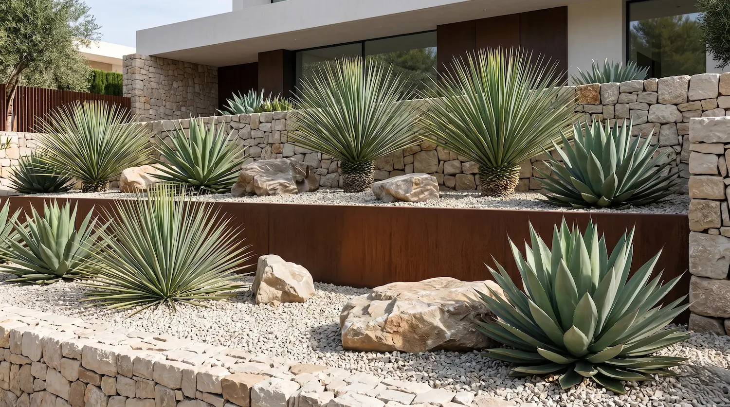 terrazas con grava y suculentas | jardinesconestiloes Terrazas Con Grava Y Suculentas Grava Roca Y Silueta El Arte De Componer Paisajes Minimalistas En Zonas De Sequía Extrema