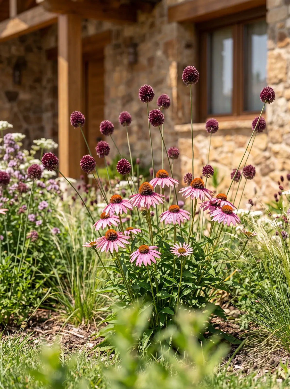 Equinácea Y Allium | jardinesconestiloes Equinácea Y Allium Jardín Aromático Y Vibrante Equinácea Orégano Anís Y Allium