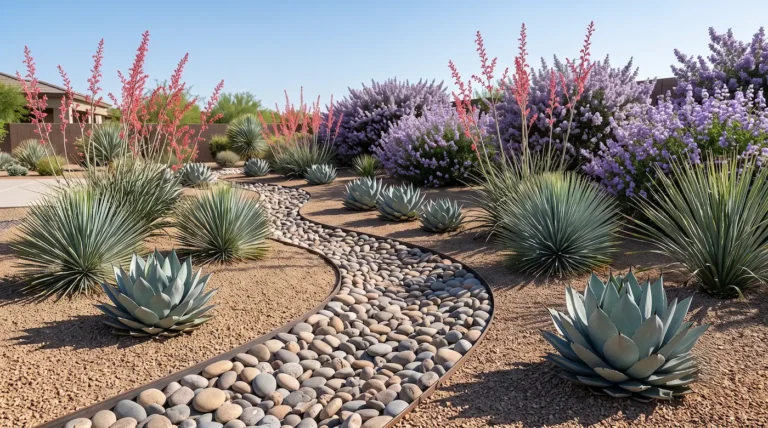 Jardín Desértico Escultural Escultura Árida Y Resiliencia Térmica El Arroyo Seco Con Agave Y Yuca Roja