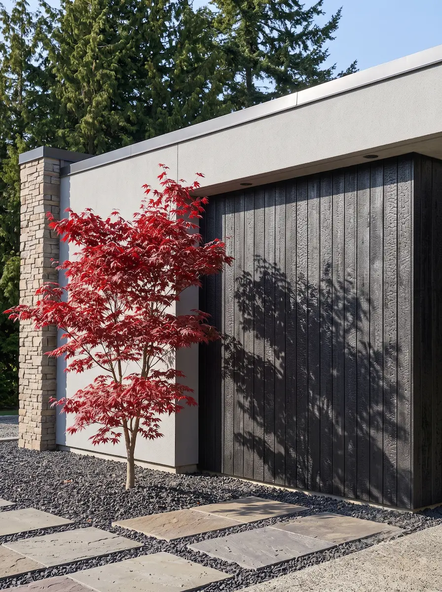 acer palmatum deshojo fachada Yakisugi | jardinesconestiloes Acer Palmatum Deshojo Fachada Yakisugi Triada Arquitectónica Yakisugi Estuco Y Piedra En El Jardín De Alta Gama