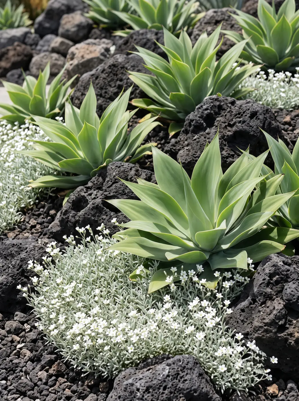 agave atenuatta y cerastium | jardinesconestiloes Agave Atenuatta Y Cerastium Terapia Volcánica Resiliencia Y Contraste En El Jardín Macaronésico