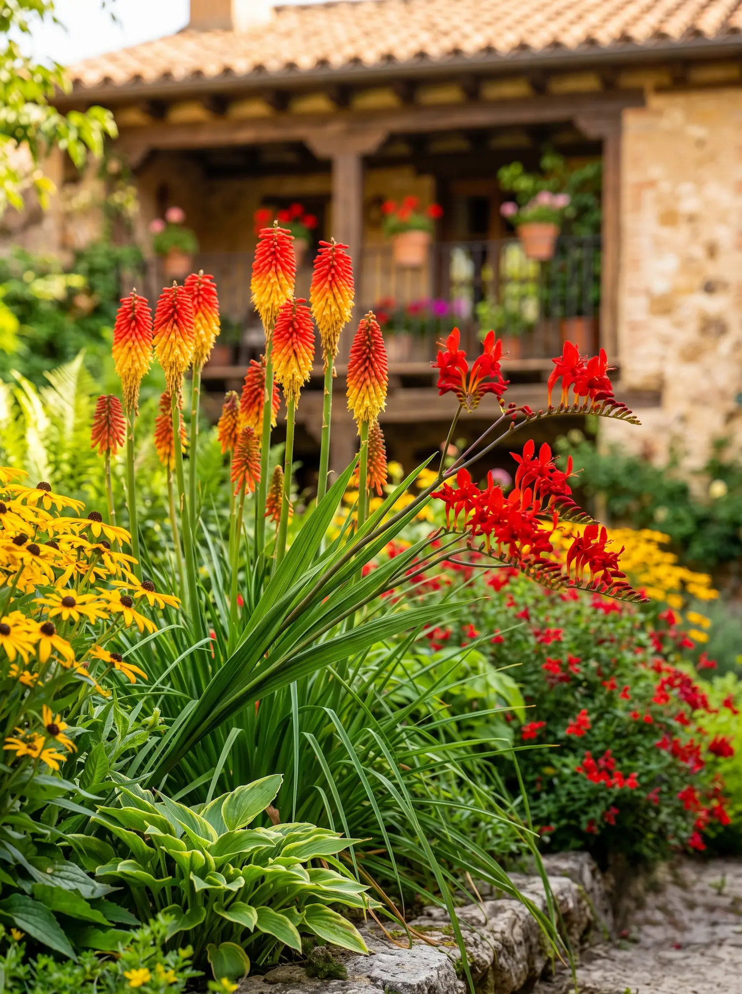 combinacion Crocosmia y Tritoma | jardinesconestiloes Combinacion Crocosmia Y Tritoma Fuego En El Jardín Cómo Diseñar Un Macizo Vibrante En Rojo Y Amarillo
