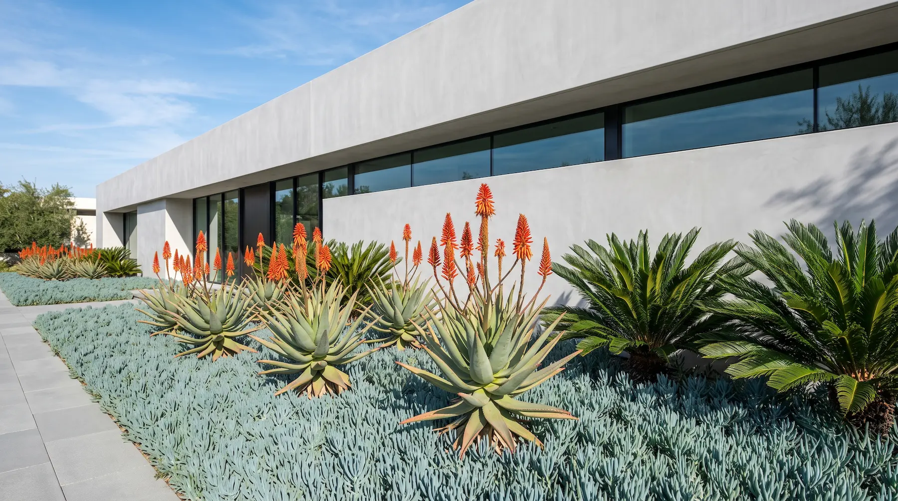 combinación estructural a pleno sol con crasas | jardinesconestiloes Combinación Estructural a Pleno Sol Con Crasas Diseño De Entornos Racionalistas Contraste Escultural a Pleno Sol