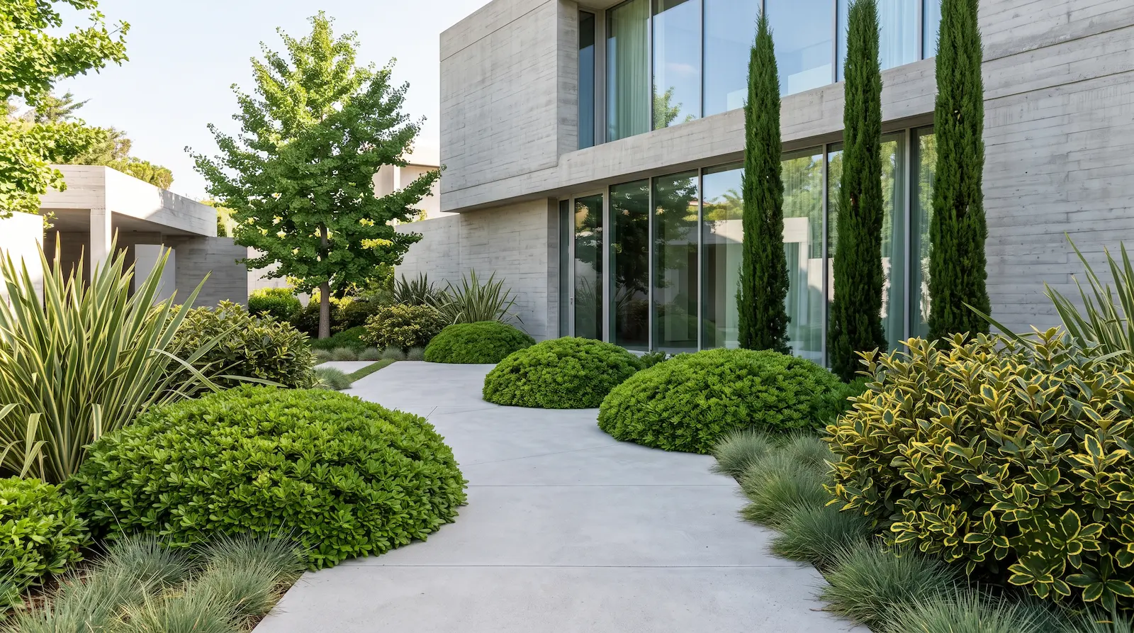 combinacion pitosporo eleagnus cipres ginkgo | jardinesconestiloes Combinacion Pitosporo Eleagnus Cipres Ginkgo Volumetría Orgánica Y Verticalidad Arquitectura Vegetal Con Pitosporo Y Ciprés