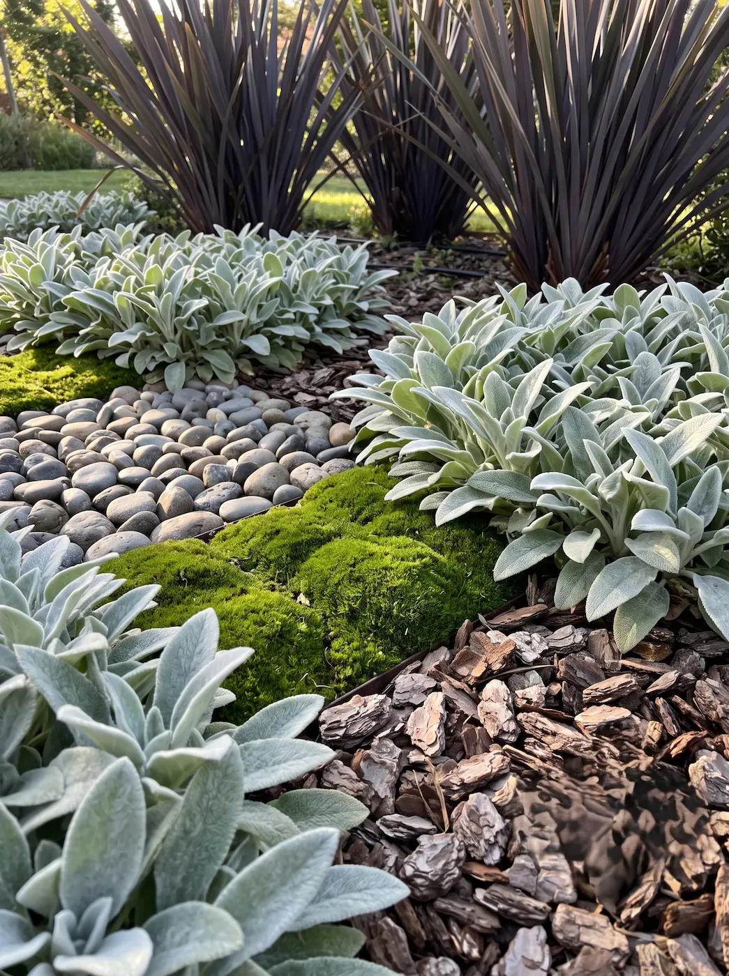 formium con oreja de cordero piedra y soleirila | jardinesconestiloes Formium Con Oreja De Cordero Piedra Y Soleirila Jardín Del Tacto El Paisajismo Interactivo a Través De Las Texturas