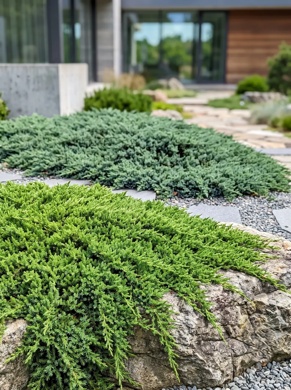 juniperus horizontalis | jardinesconestiloes Juniperus Horizontalis Orden Escultural Y Fricción Cromática Cedro Thujas Y Loropetalum