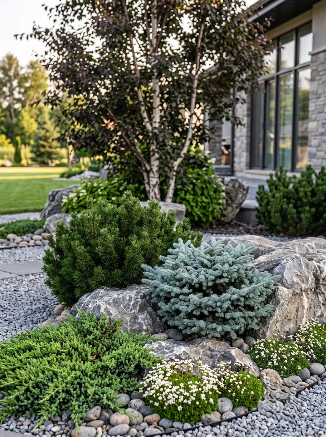 juniperus procumbns y saxifraga | jardinesconestiloes Juniperus Procumbns Y Saxifraga El Nuevo Jardín Mineral Tensión Geológica Y Cromatismo Profundo