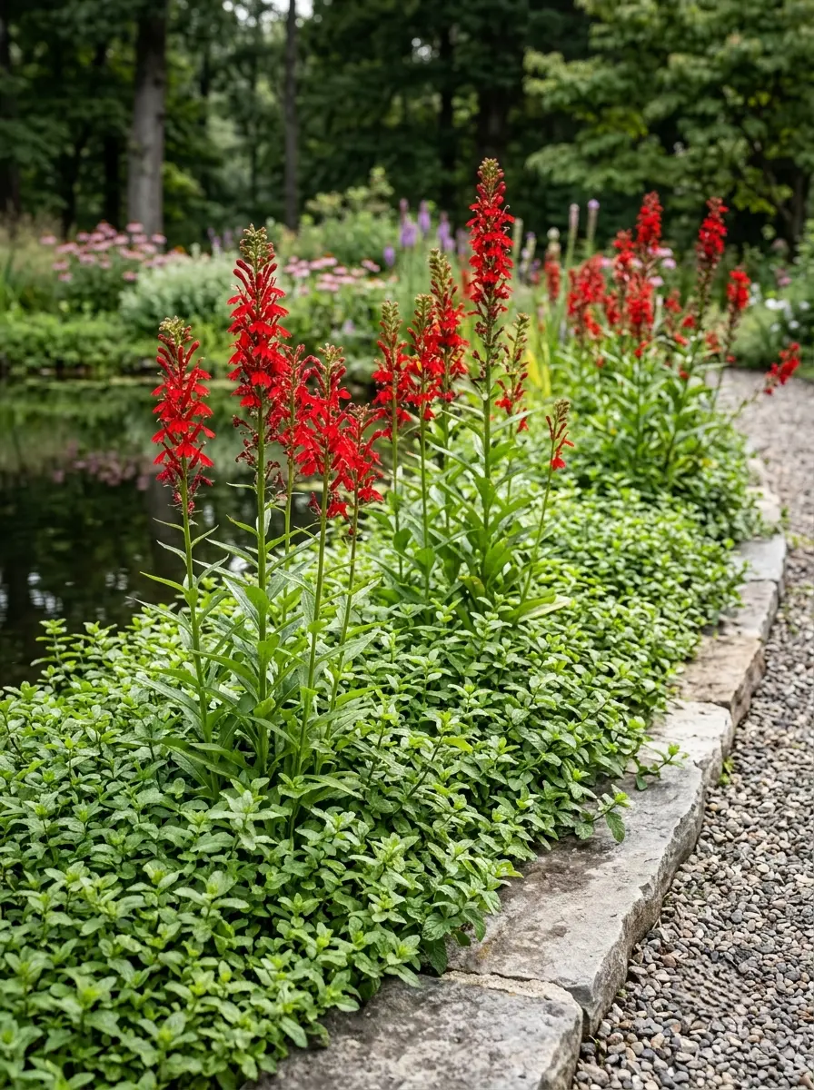 menta aquatica y lobelia | jardinesconestiloes Menta Aquatica Y Lobelia Arquitectura Anfibia El Sauce Llorón Y La Transición Líquida