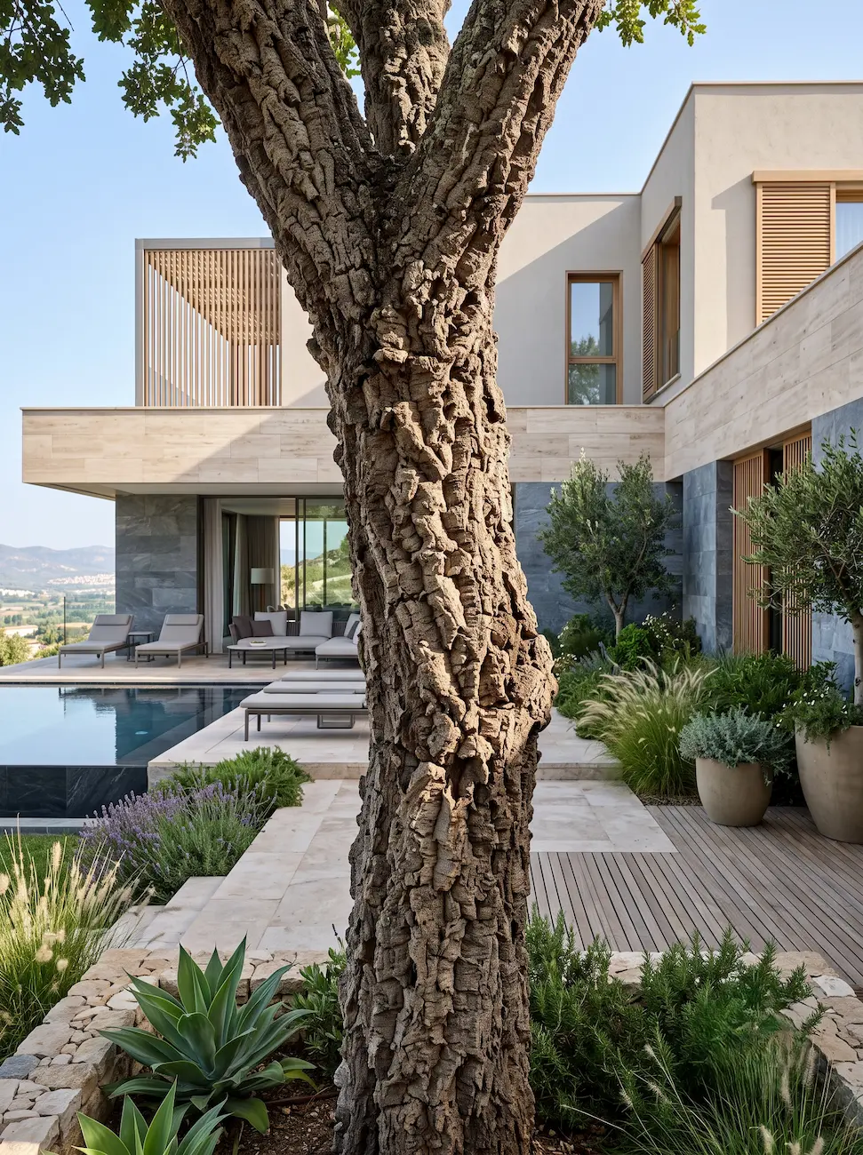 quercus suber alcornoque tronco | jardinesconestiloes Quercus Suber Alcornoque Tronco Exclusividad Mediterránea Geometría Piedra Natural Y Texturas De Vanguardia
