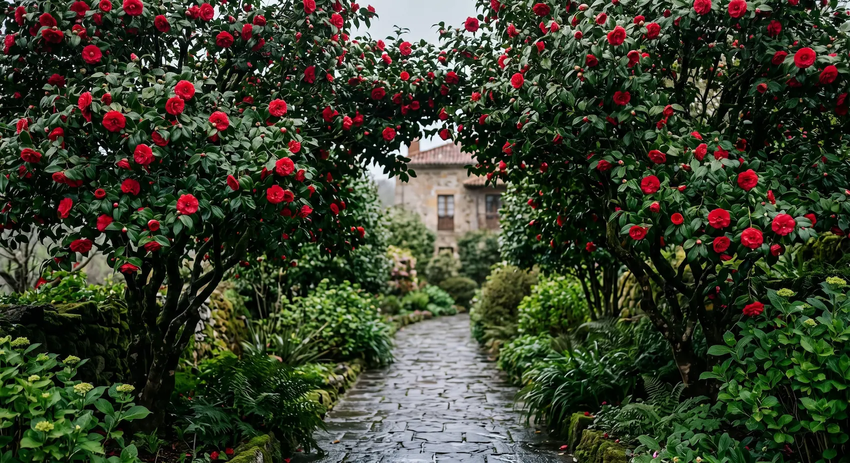 Arbusto Maduro De Camelia Con Flores Rojas Intensas La Aristocracia De La Tierra ácida El Santuario Botánico Del Norte Y Cómo Exportarlo a Cualquier Jardín