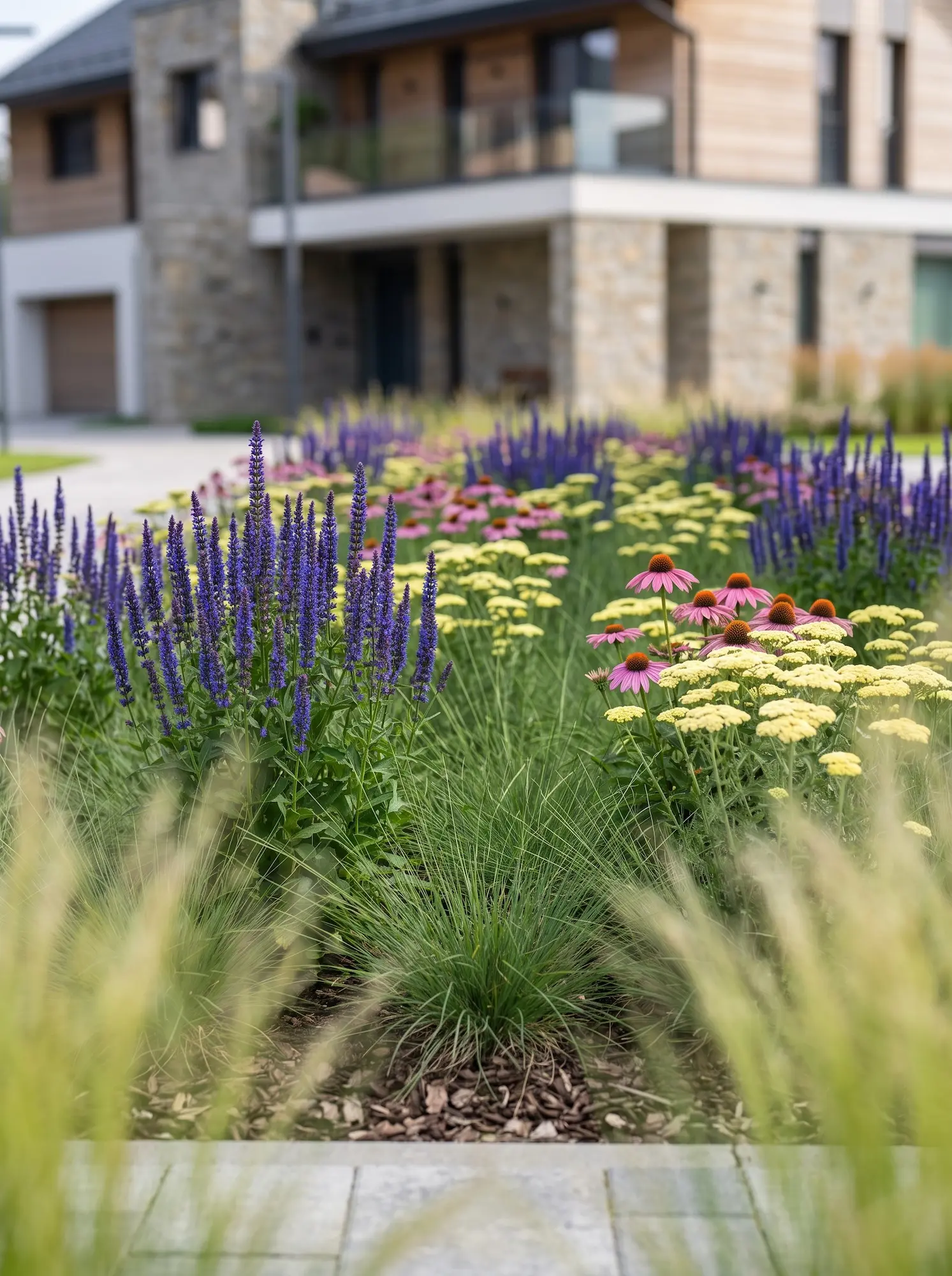 Contraste anatómico entre Agastache Blue Fortune y Achillea Moonshine | jardinesconestiloes Contraste Anatómico Entre Agastache Blue Fortune Y Achillea Moonshine El Eje Vertical Y La Densidad Oscura Agastache blue Fortune O black Adder