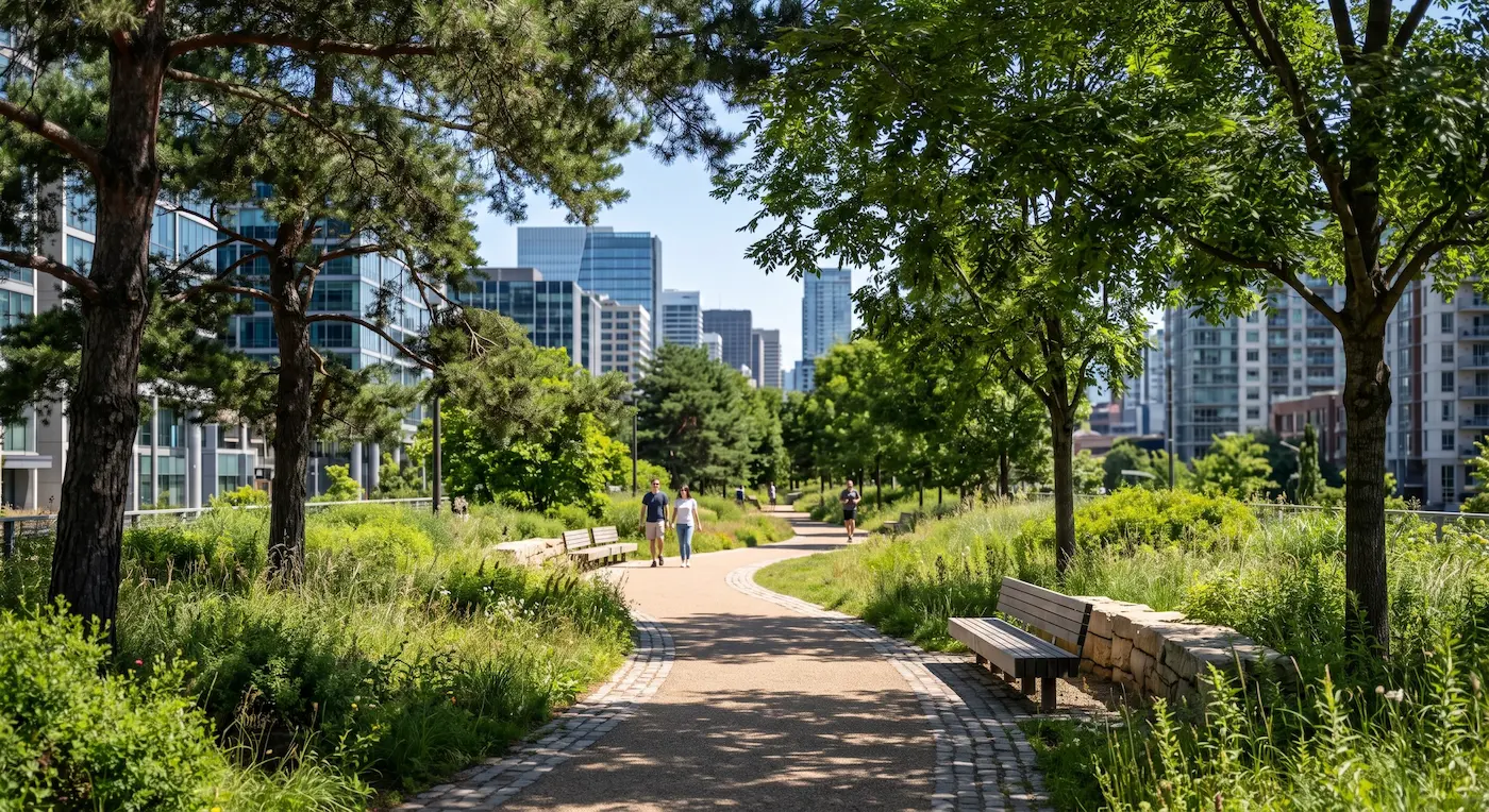 Foto Del Parque Lineal Urbano Con Pinos Y Fresnos Los Aires Acondicionados De Hoja Y Raíz El Regreso De La Tecnología Que Siempre Enfrió Las Ciudades