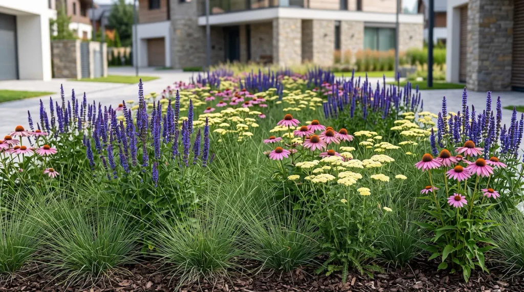 Pradera naturalista con Agastache Echinacea Achillea y Sporobolus | jardinesconestiloes Pradera Naturalista Con Agastache Echinacea Achillea Y Sporobolus El Eje Vertical Y La Densidad Oscura Agastache blue Fortune O black Adder