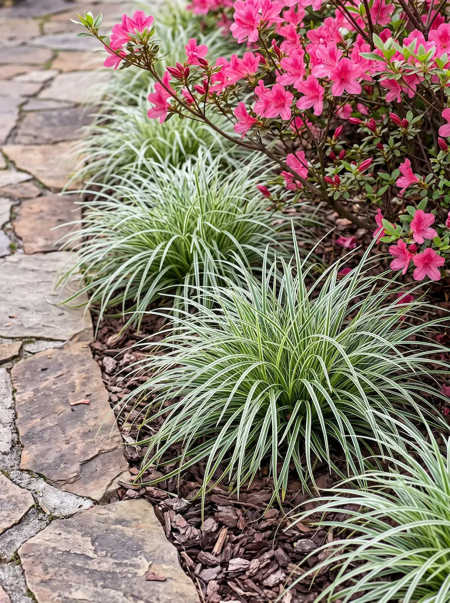 Derivas Naturalistas De Carex Oshimensis everest Y Azalea Estructura Y Protección En Semisombra Continental Camelia Pinus Mugo Y Carex everest