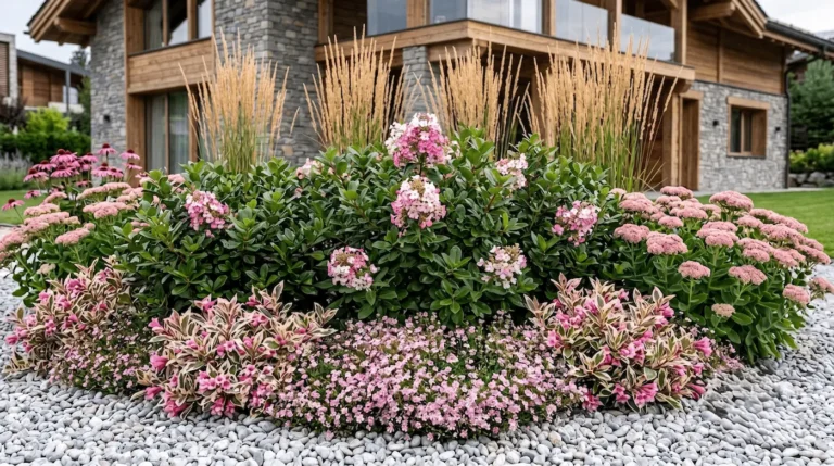 Combinacion Weigelia Escallonia Laevis Sedum La Tensión Del Rosa Arquitectura Floral Con Escallonia Weigela Y Equinácea