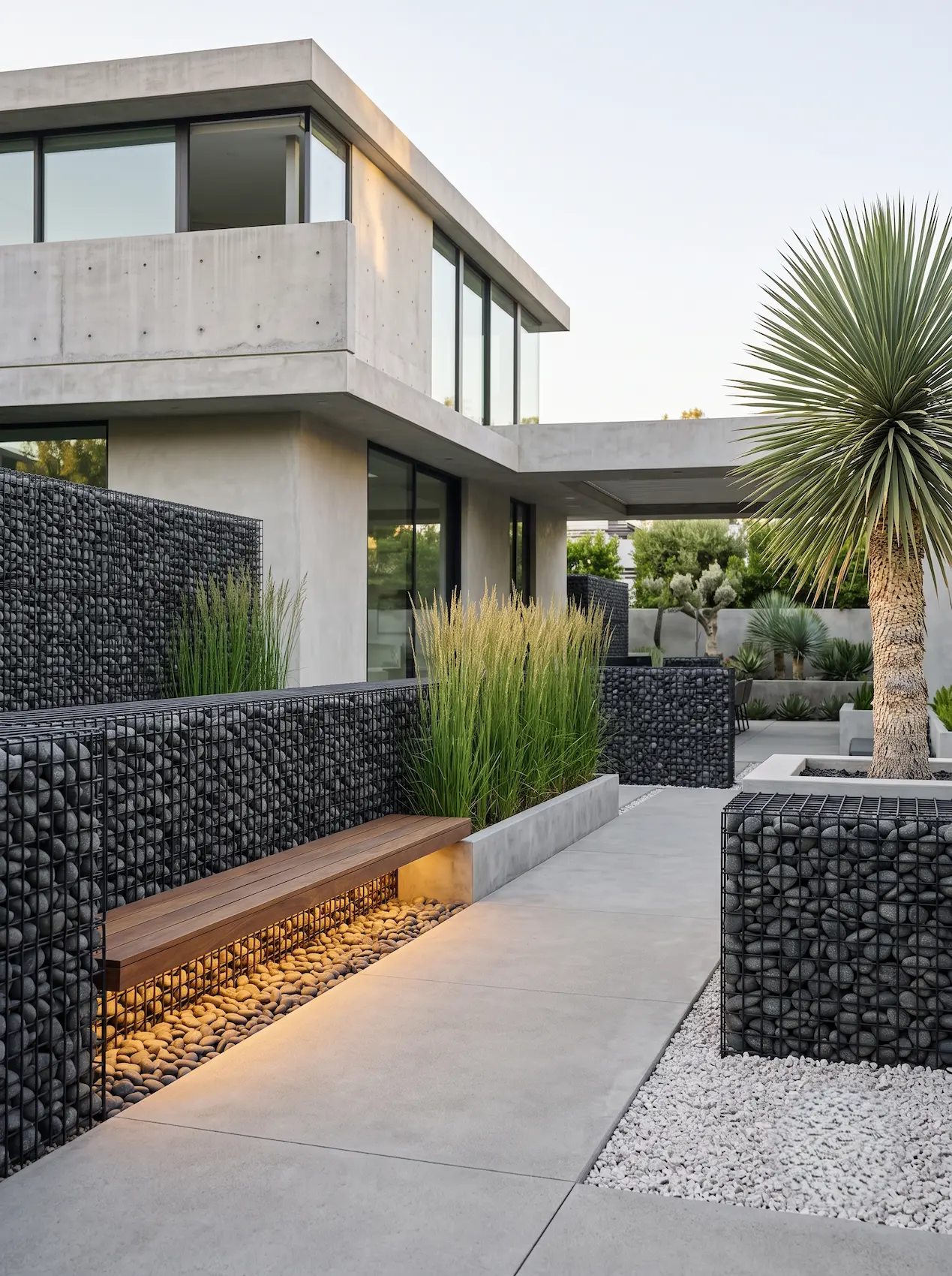 gavion con calamagrostis y equisetum | jardinesconestiloes Gavion Con Calamagrostis Y Equisetum Paisajismo De Vanguardia El Contraste De Gaviones Equisetum Y Calamagrostis