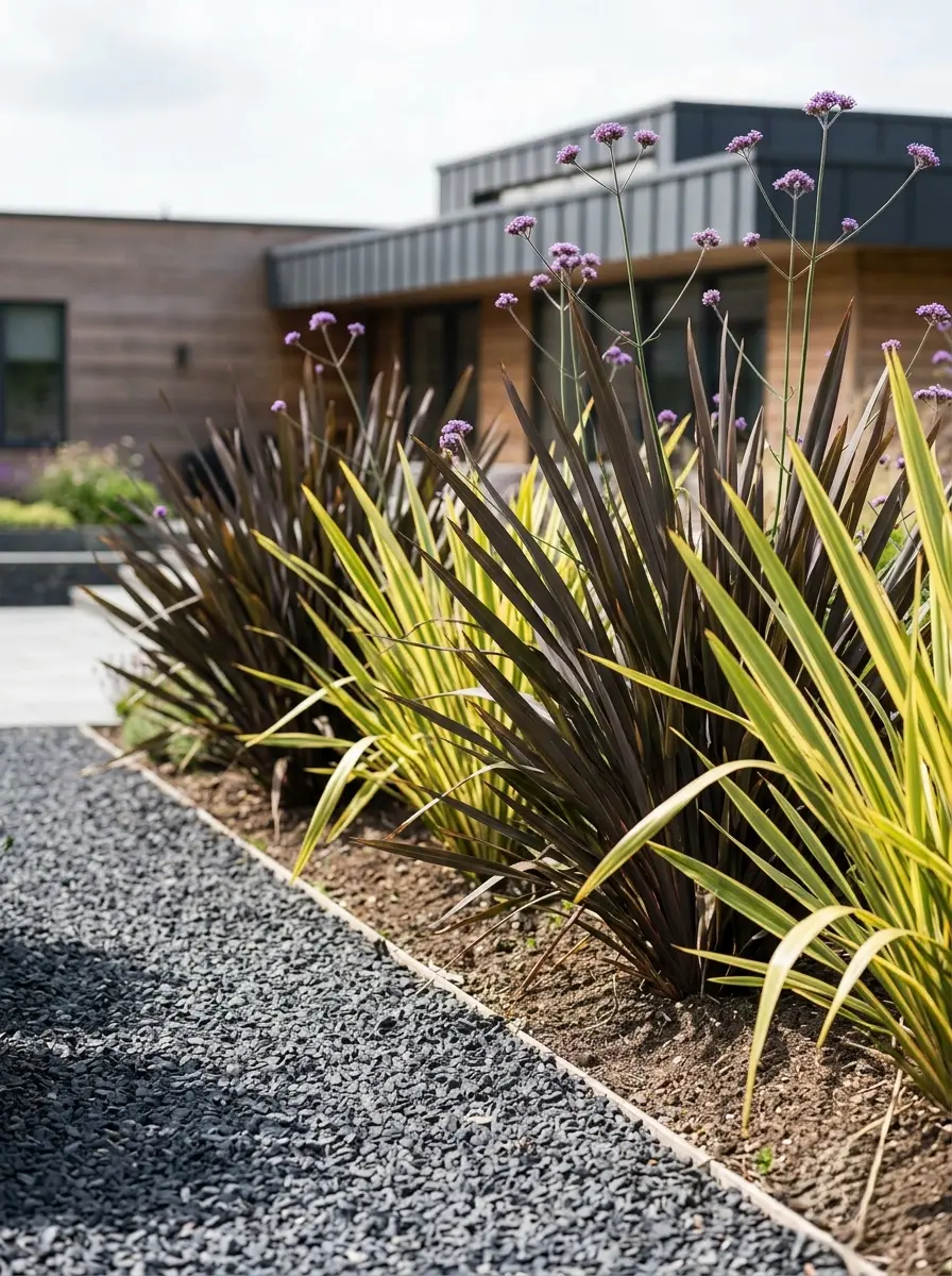 Phormium Tenax Y Verbena Bonaerensis Tensión Cromática Y Arquitectura Viva Sobre Lecho De Antracita