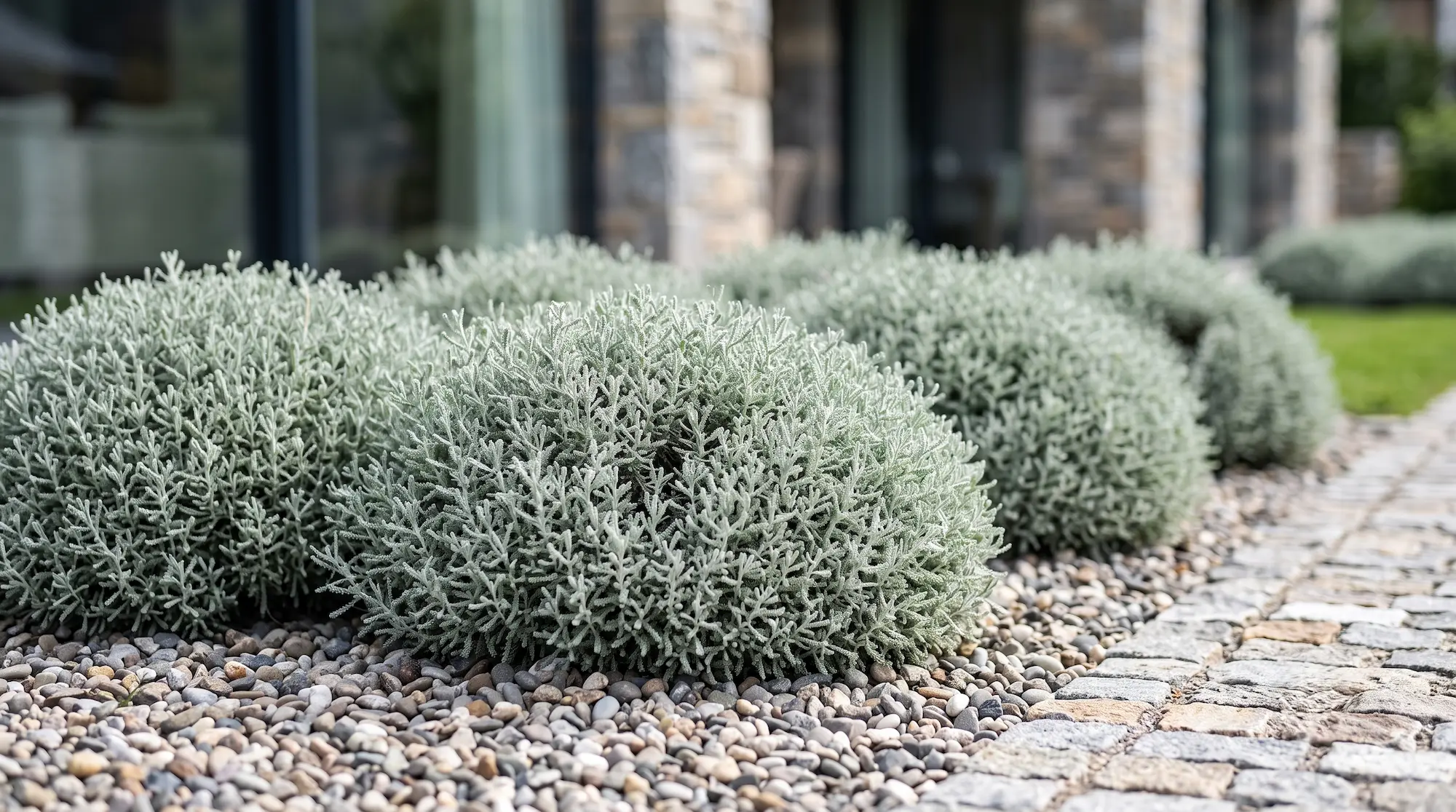 Santolina chamaecyparissus primer plano jardin lujo jardines con estilo Santolina Chamaecyparissus santolina El Cojín Plateado De La Arquitectura Mediterránea